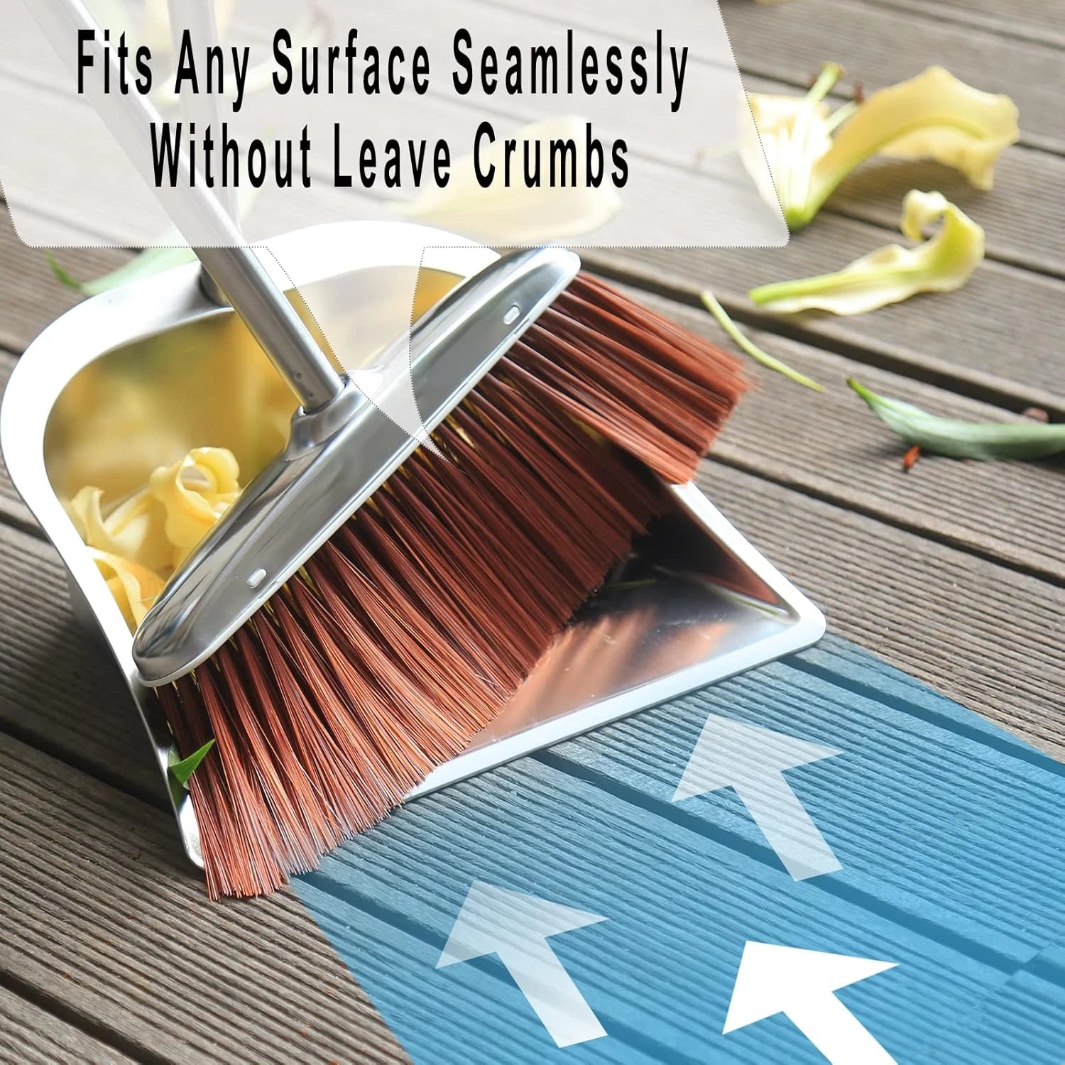 Broom and Dustpan Set for Home, 56" Kitchen Broom with Dustpan Combo Set, Heavy