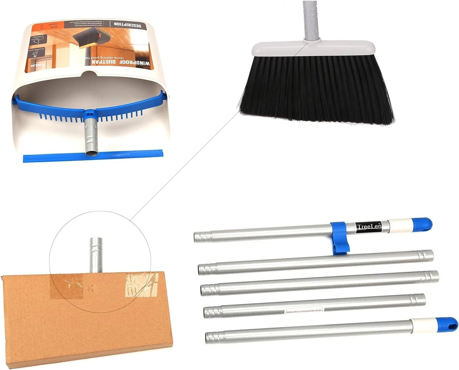 Durable Long Handle Broom with Dustpan Combo - Ideal for Indoor & Outdoor Use
