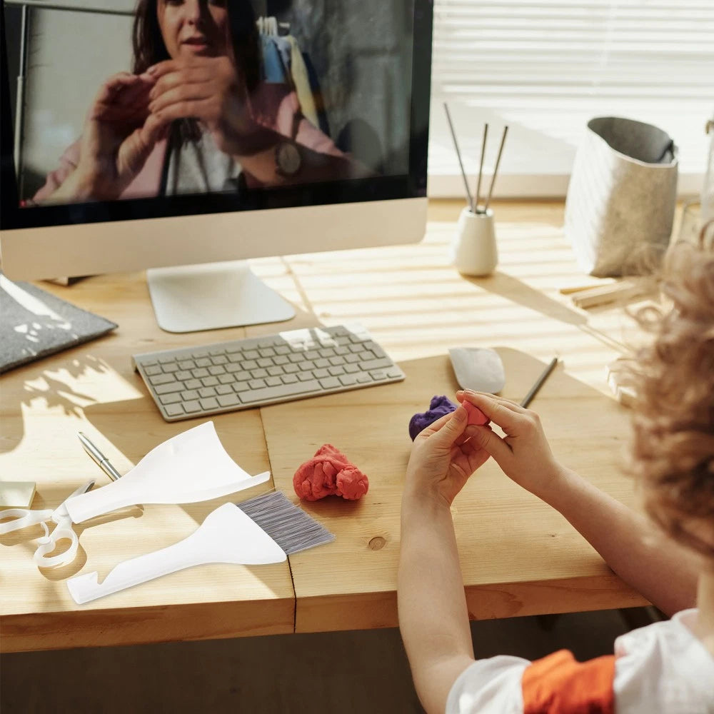 3 Sets Mini Dustpan Broom Desktop Small Cleaner Brush for Cleaning Sweeping