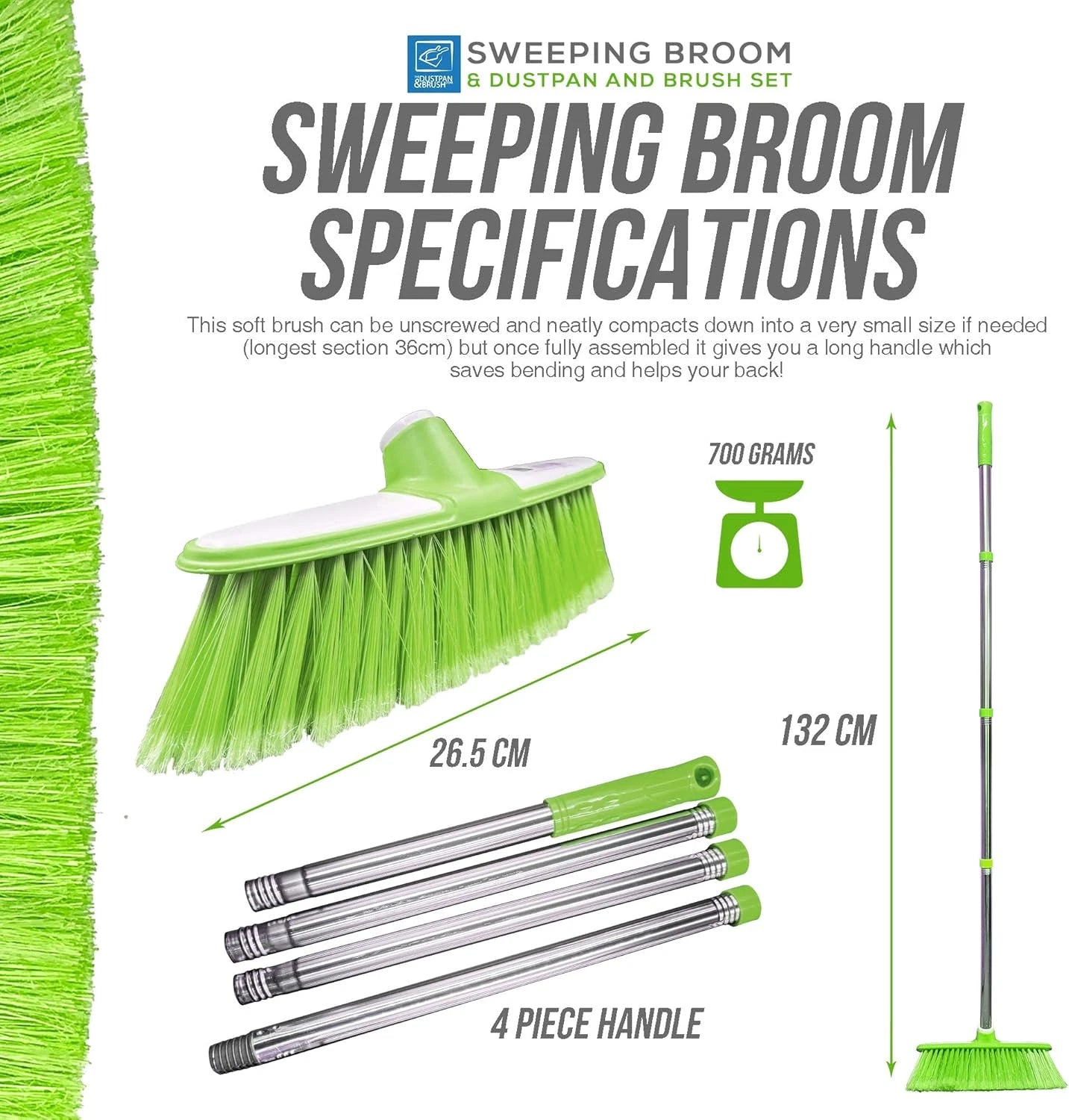 Sweeping Broom Indoor with Matching Dustpan and Brush Sets, Household Cleanin...