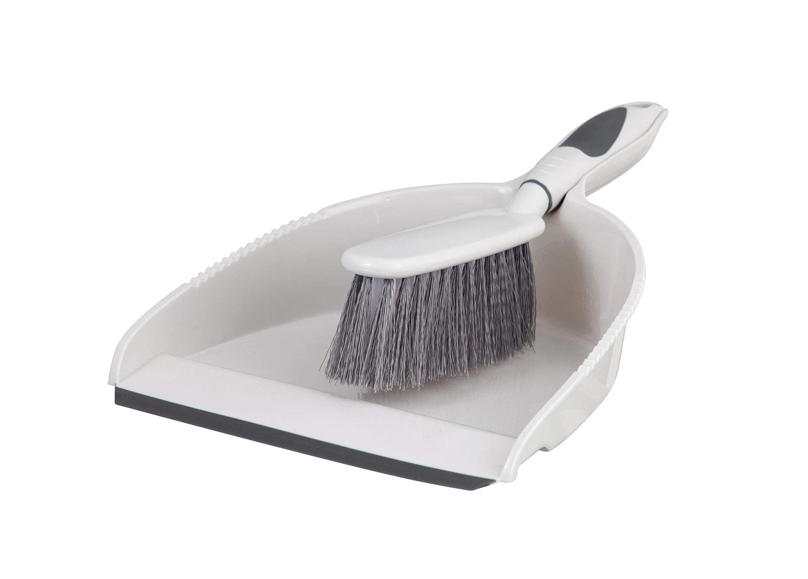 Brush and Dustpan Set, Rubber Edge for Easy Dirt Pickup, Durable Plastic Broo...