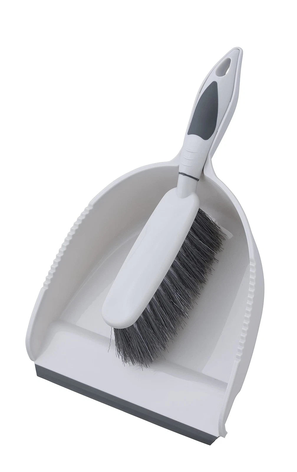 Brush and Dustpan Set, Rubber Edge for Easy Dirt Pickup, Durable Plastic Broo...