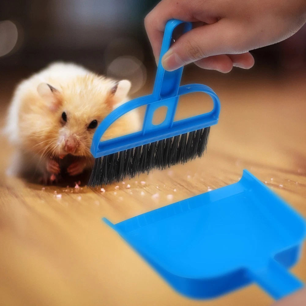 3 Sets Of Cleaning Tools Desktop Pet Cage Small Dustpans Brooms