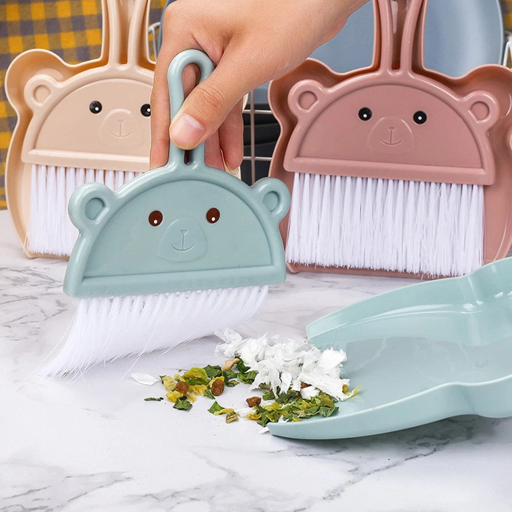 3 Sets Cartoon Broom Dustpan Mini for Desktop Cleaning Small Hand