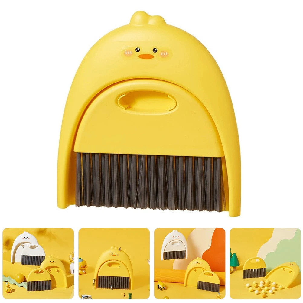 1 Set of Small Broom And Dustpan Kit Desktop Cleaning Tool Cartoon Design