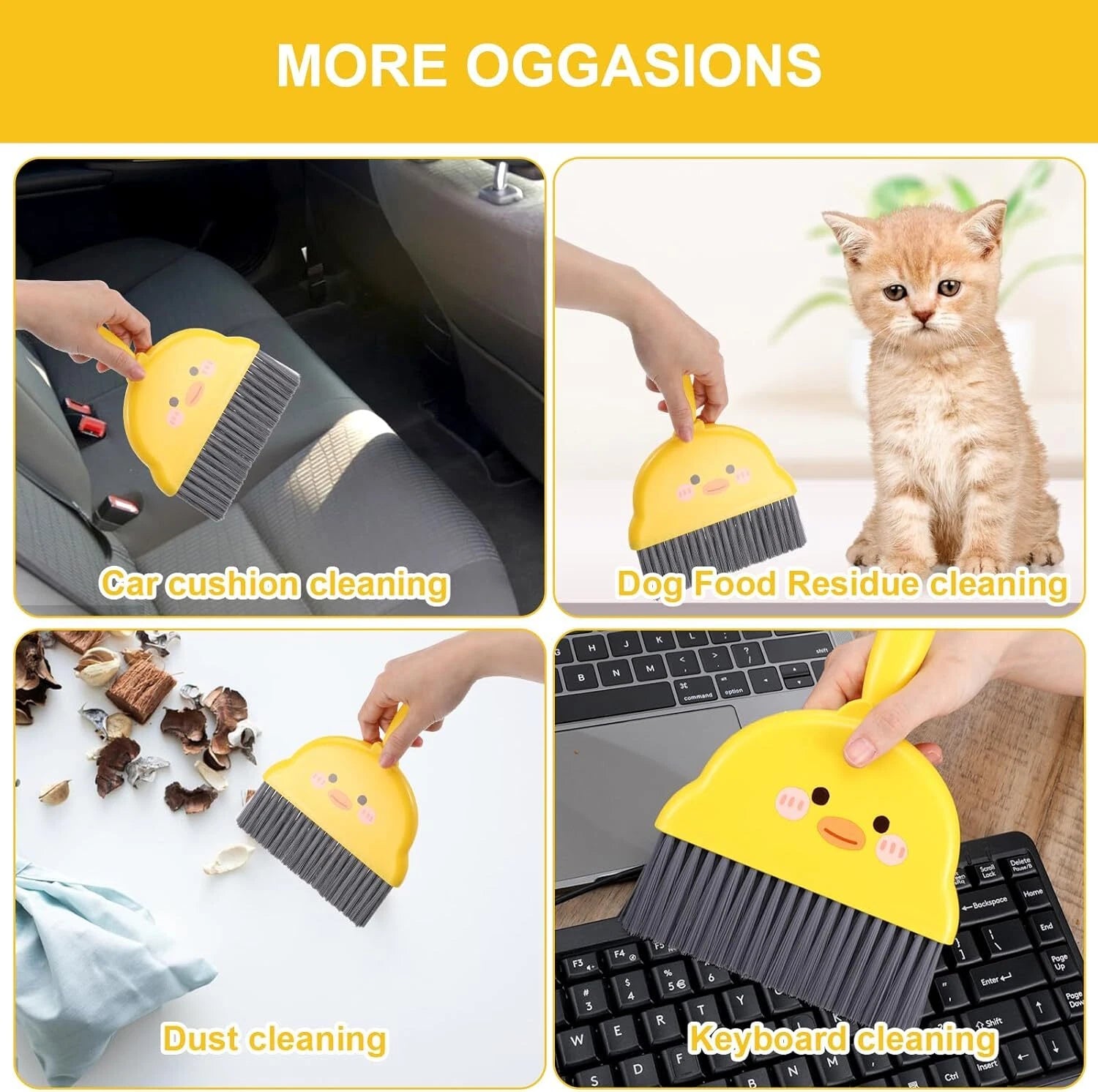 Mini Dustpan and Brush Set Durable Small Broom Yellow