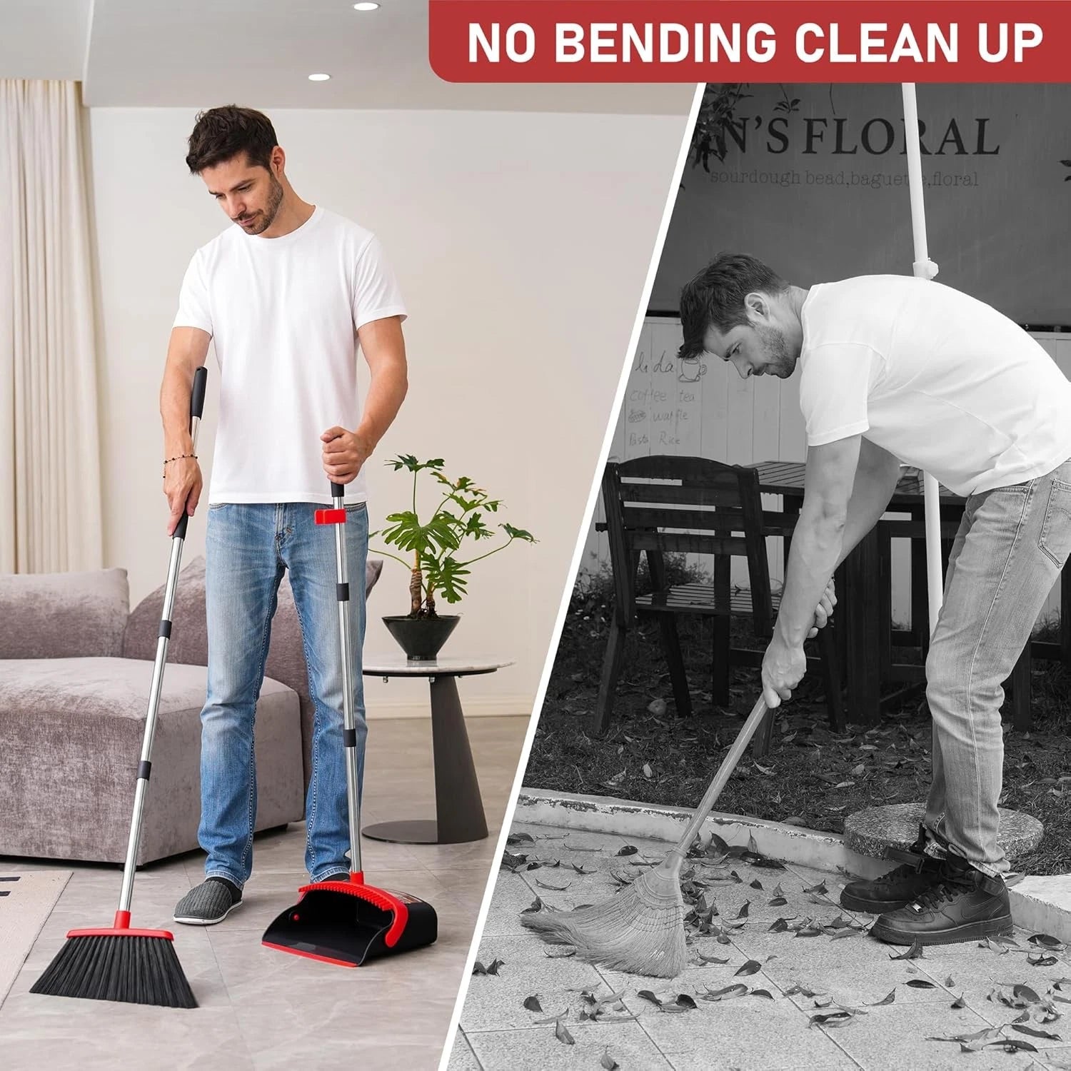 Broom and dustpan set, broom and dustpan combination set, for home use