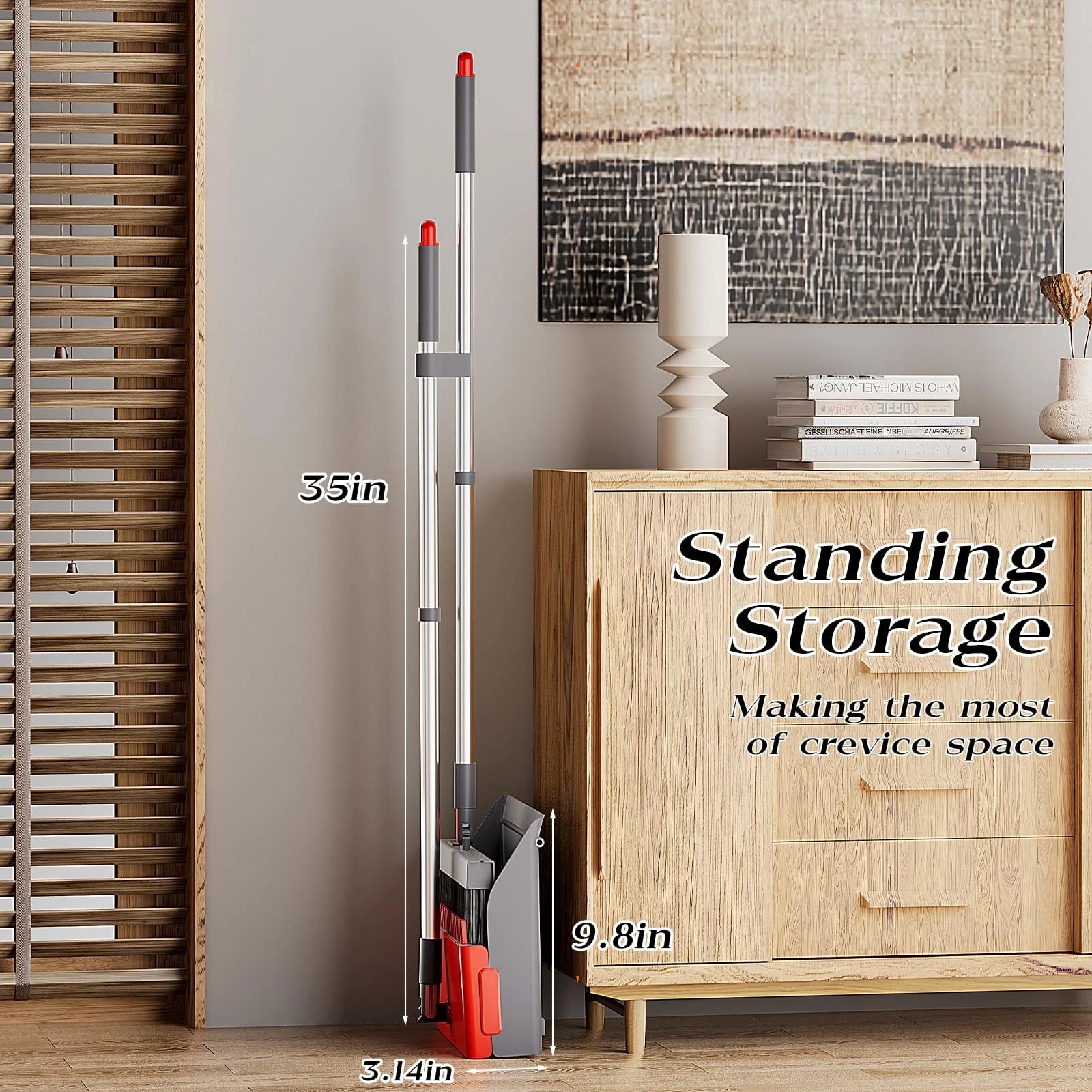 Broom with Dustpan Combo Set 180 Degree Rotating Broom Set with Comb Teeth Up...