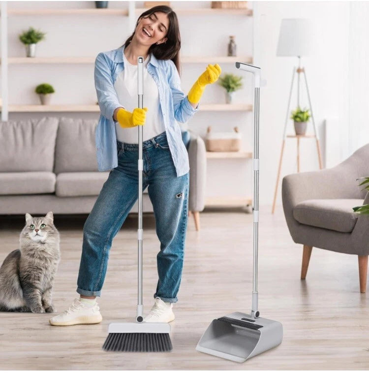 3pcs/set Long-Handled Stainless Steel Household Broom Dustpan Floor Brush Set