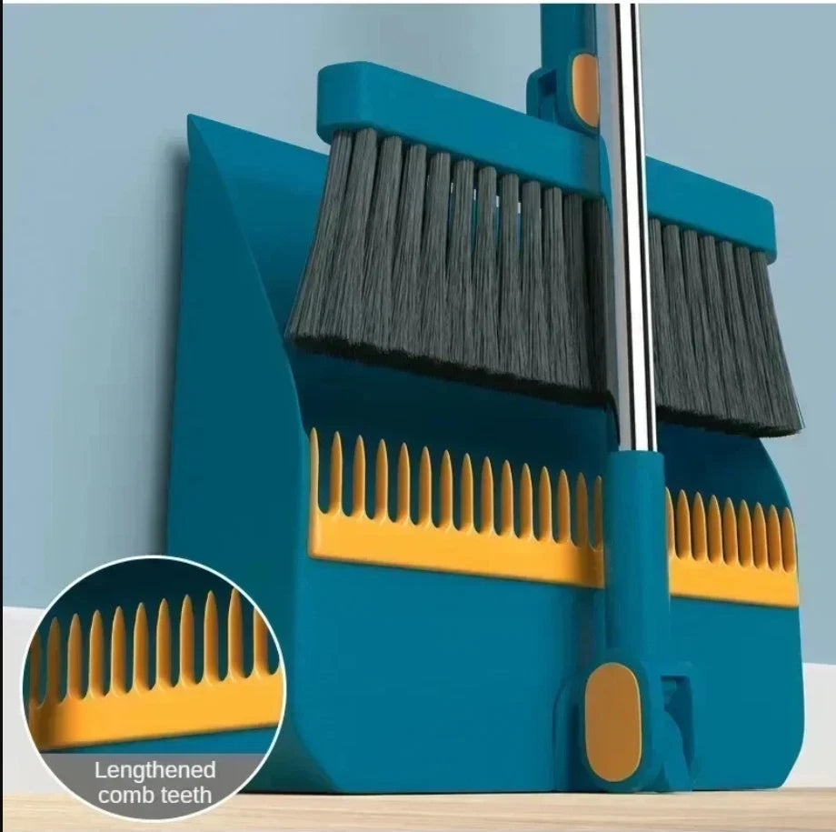 Broom Set with Dust Tray Foldable Easy to Store Dustpan Comb Design For Office