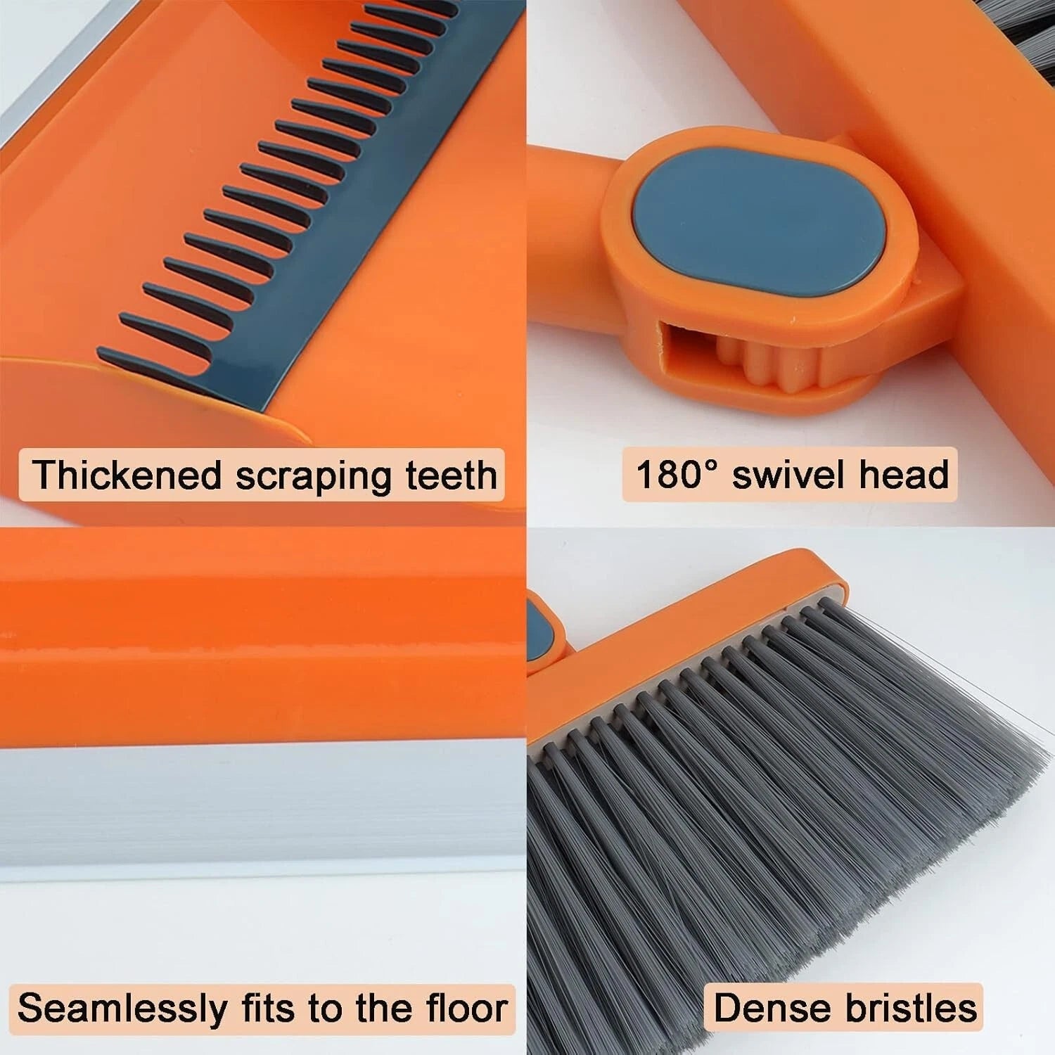 Roellgs Broom dustpan set with comb teeth windproof vertical long handle broom