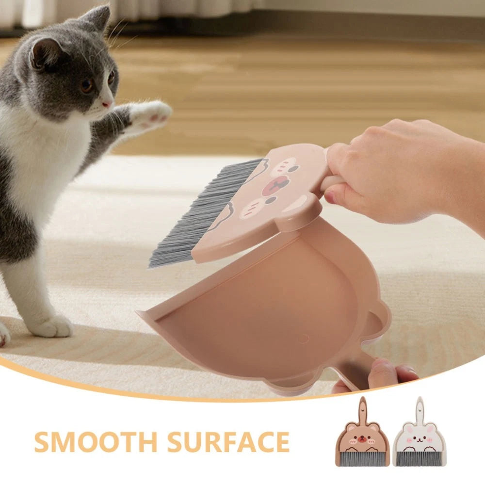 2 Set of Desktop Cleaning Broom Dustpan Table Brush Set Dining Cartoon Sweeper