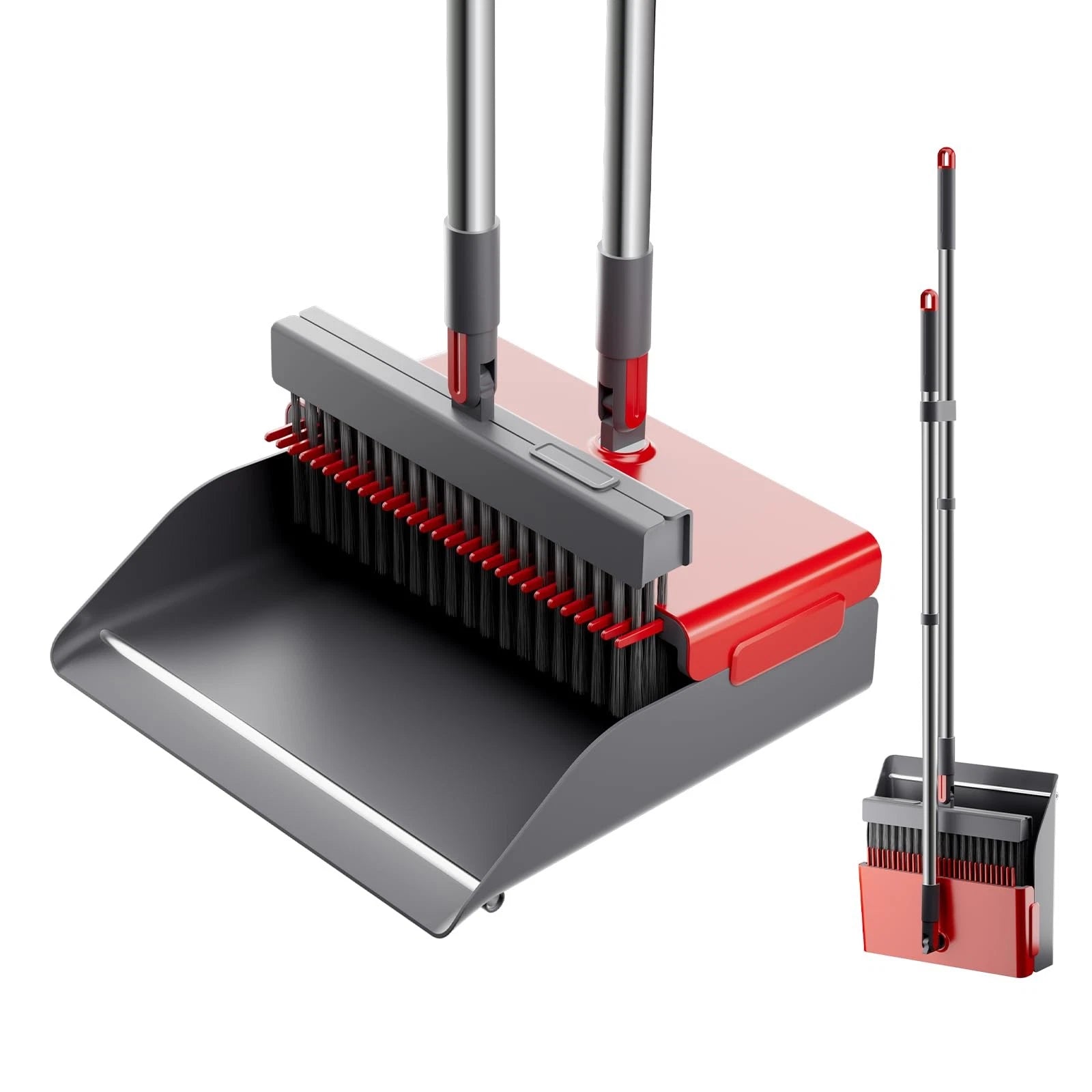 Broom with Dustpan Combo Set 180 Degree Rotating Broom Set with Comb Teeth Up...