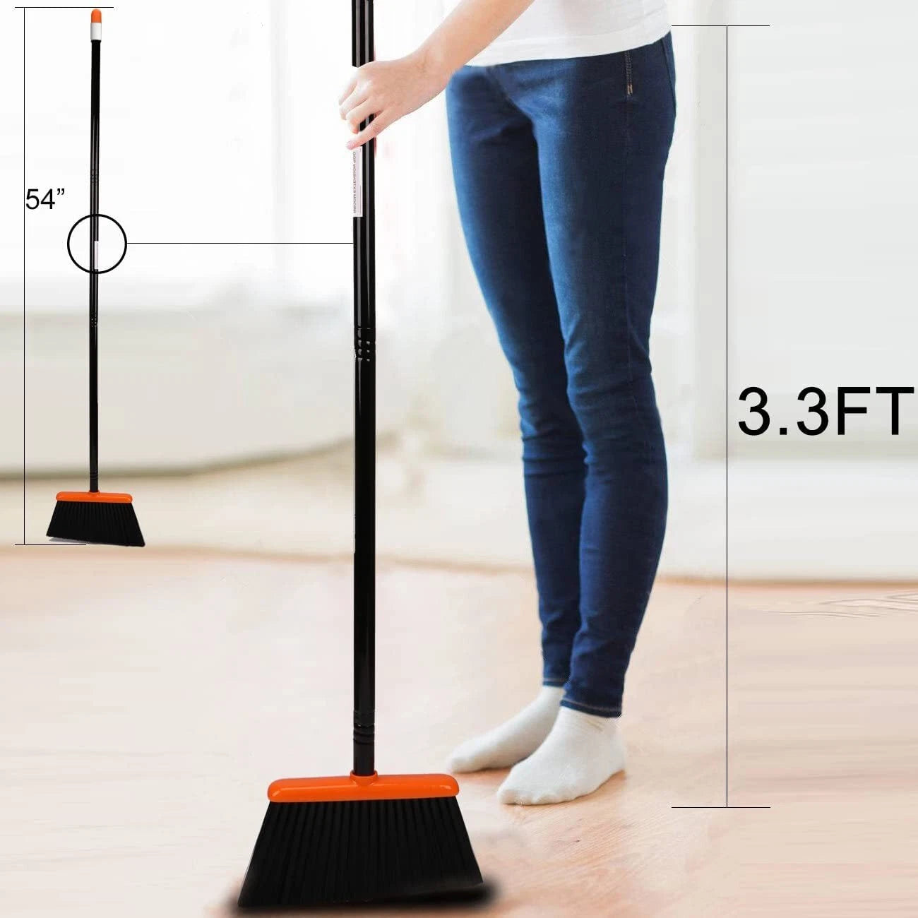 Broom and Dustpan Set 52" Handle Upright Stand for Home Office Lobby Floor