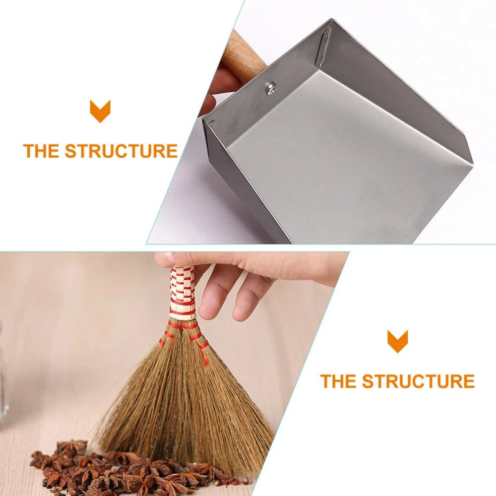 Desktop Cleaning Kit Child Dustpan and Broom Set with Small Brush