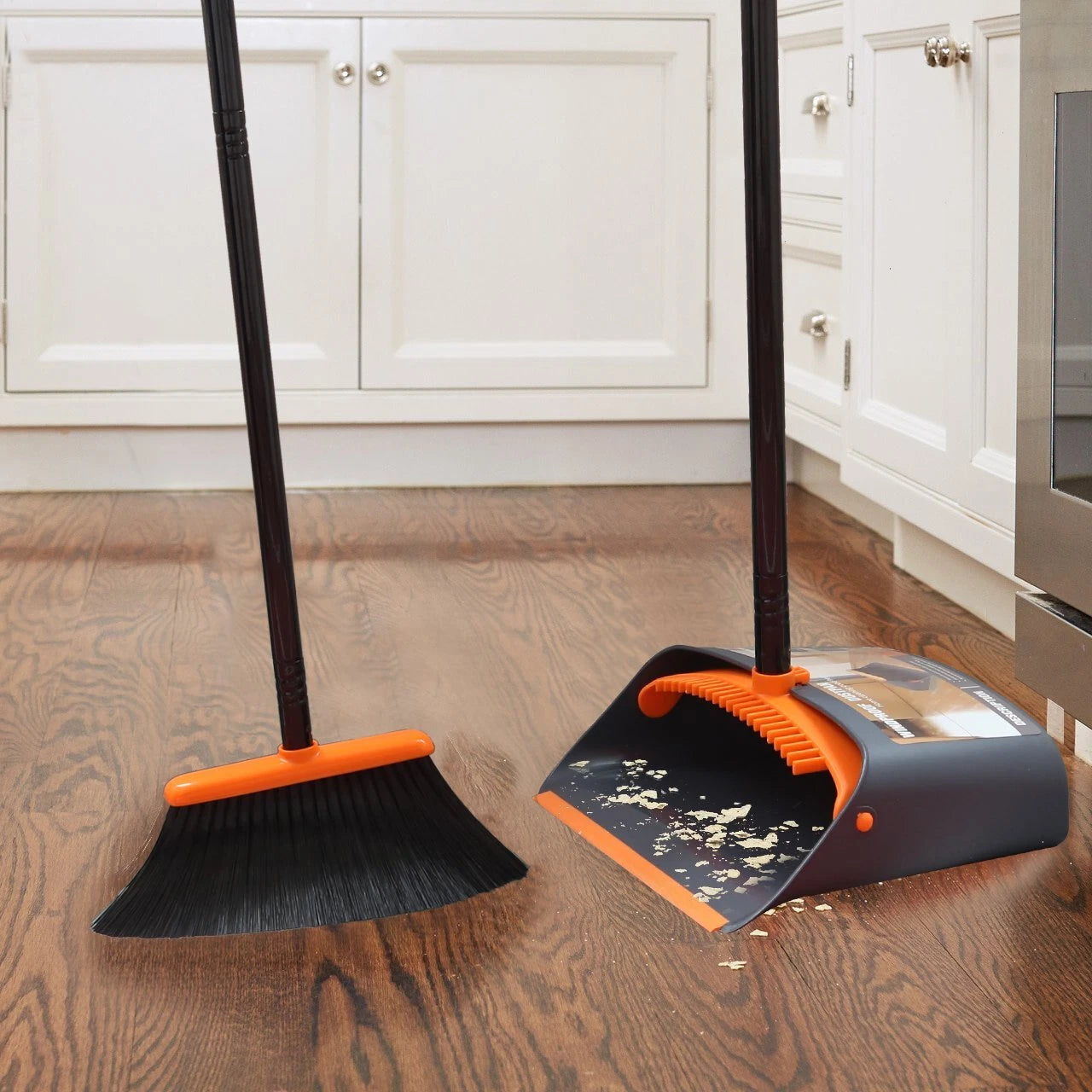 Broom and Dustpan Set 52" Handle Upright Stand for Home Office Lobby Floor