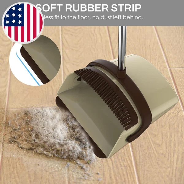 Broom and Dustpan Set for Home, 51-In Long Adjustable Handle Angle Broom and Dus