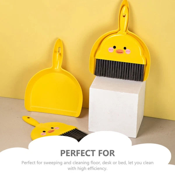 2 Sets Mini Broom Child Pupils Dustpan Brush Camping Desktop Cleaning