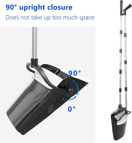 Long Handle Broom & Dustpan Set - 54” for Home & Office Cleaning (Black/Grey)