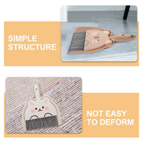2 Set of Desktop Cleaning Broom Dustpan Table Brush Set Dining Cartoon Sweeper
