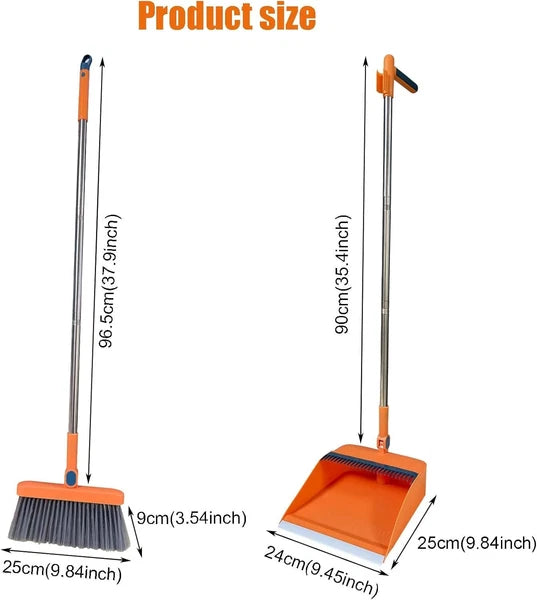 Roellgs Broom dustpan set with comb teeth windproof vertical long handle broom