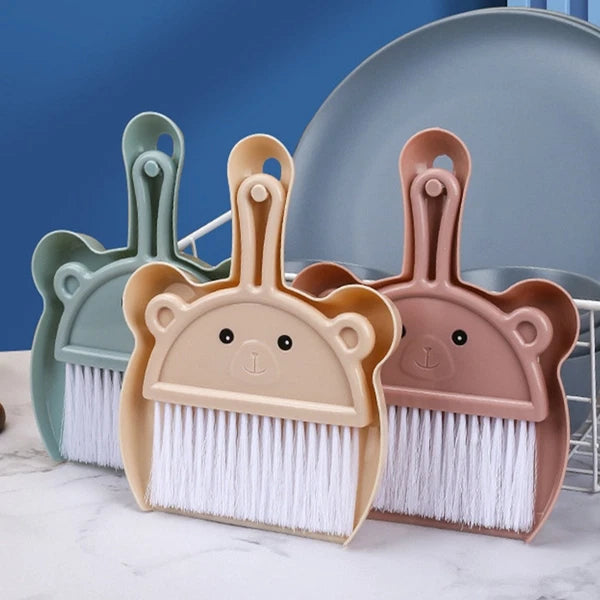 3 Sets Cartoon Broom Dustpan Portable Mini Dustpan Small Hand Broom-