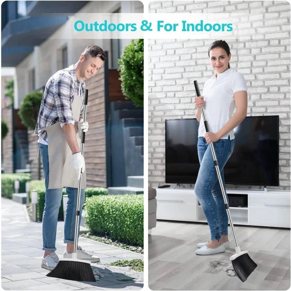 Effortless Cleaning with Long Handle Broom & Dustpan Set – Toothed Dustpan