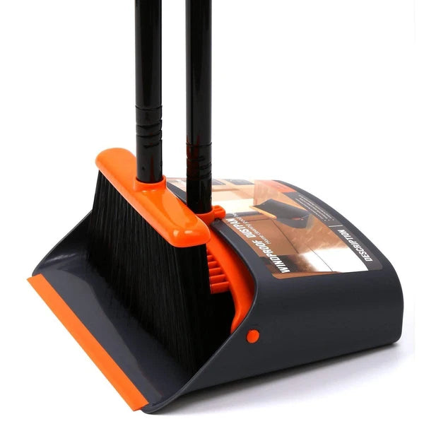 Broom and Dustpan Set 52" Handle Upright Stand for Home Office Lobby Floor