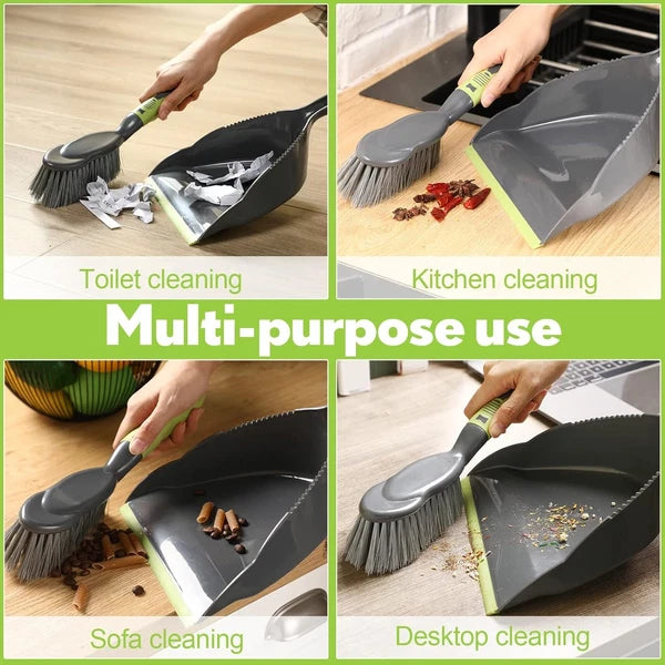 Set of 6 brooms and dustpans, small dustpan with broom,