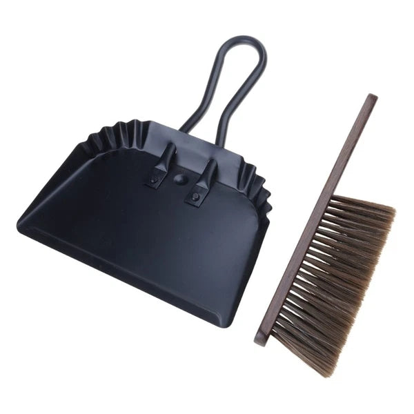Handheld Large Metal Dustpan and Broom Brush Cleaning Set for Comfortable Grip