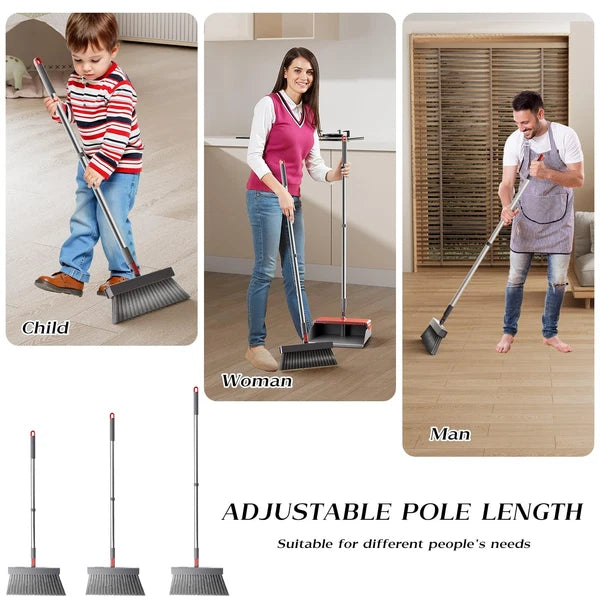 Broom with Dustpan Combo Set 180 Degree Rotating Broom Set with Comb Teeth Up...