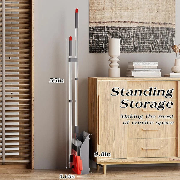 Broom with Dustpan Combo Set 180 Degree Rotating Comb Gray