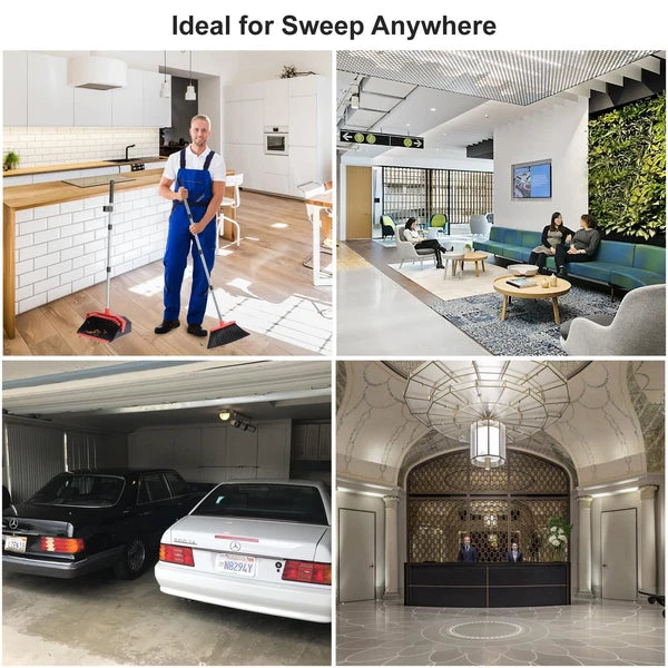 Upgrade Broom with Dustpan Combo Set and 51'' Long Handle and Brooms ZeroGap Lip