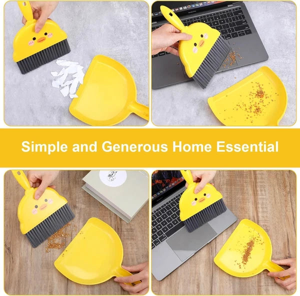 Mini Dustpan and Brush Set Durable Small Broom Yellow