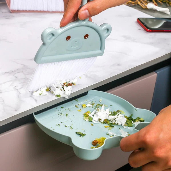 3 Sets Cartoon Broom Dustpan Table Top Mini Broom Portable Dustpan-