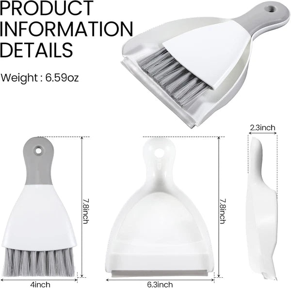 Zopeal 6 Sets Mini Dustpan and Brush Cleaner Set Small Whisk Hand Broom White