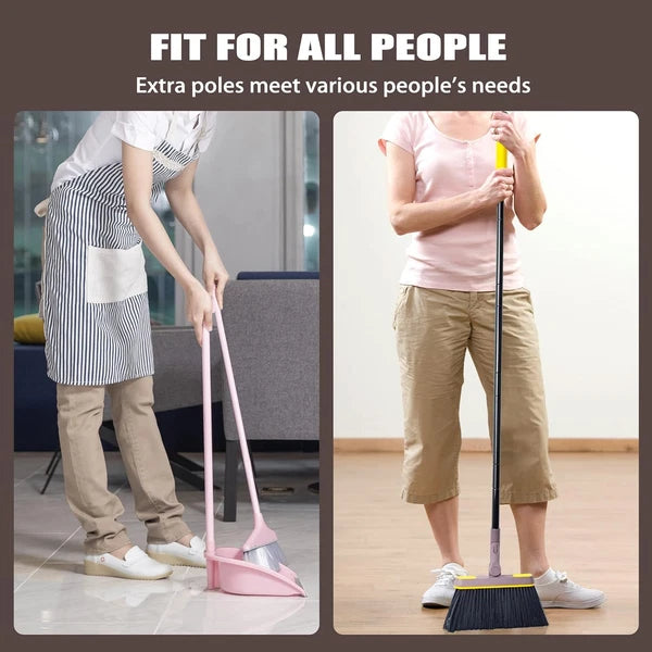 Broom and Dustpan Set for Home with 54 Inches Long Handle, Upright Stand Up Dust