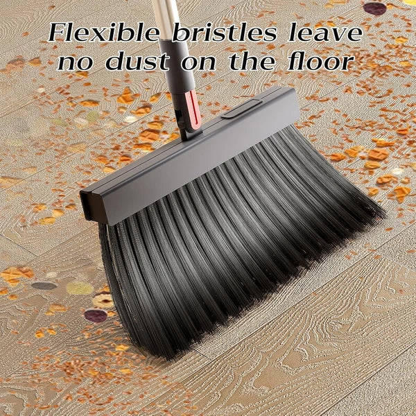 Broom with Dustpan Combo Set 180 Degree Rotating Comb Gray