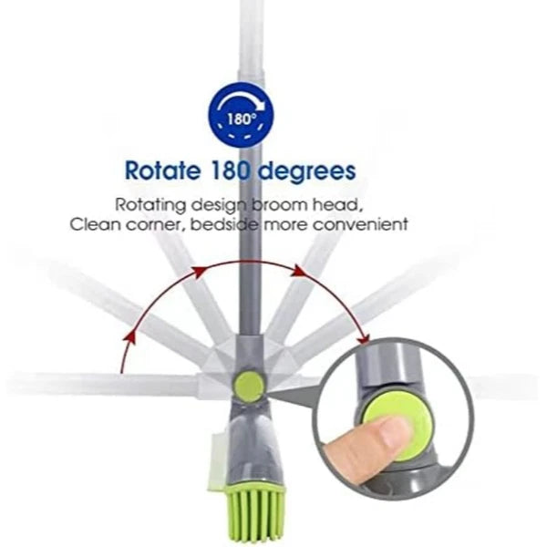 Adjustable Rubber Push Broom & Dustpan Set, Self Cleaning for Home, Office