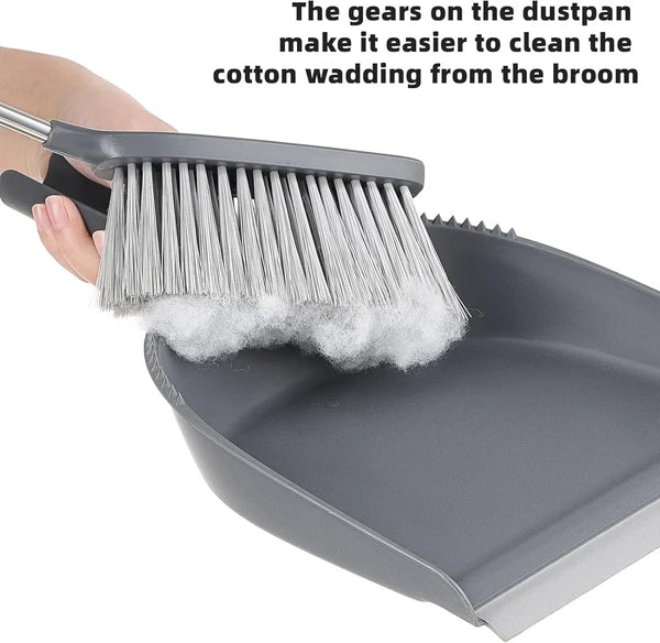 Dustpan and Brush Set, Stainless Steel Handle, Hand Mini Broom for Home Cleaning