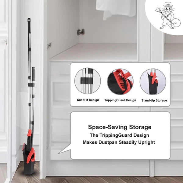 Upgrade Broom with Dustpan Combo Set and 51'' Long Handle and Brooms ZeroGap Lip