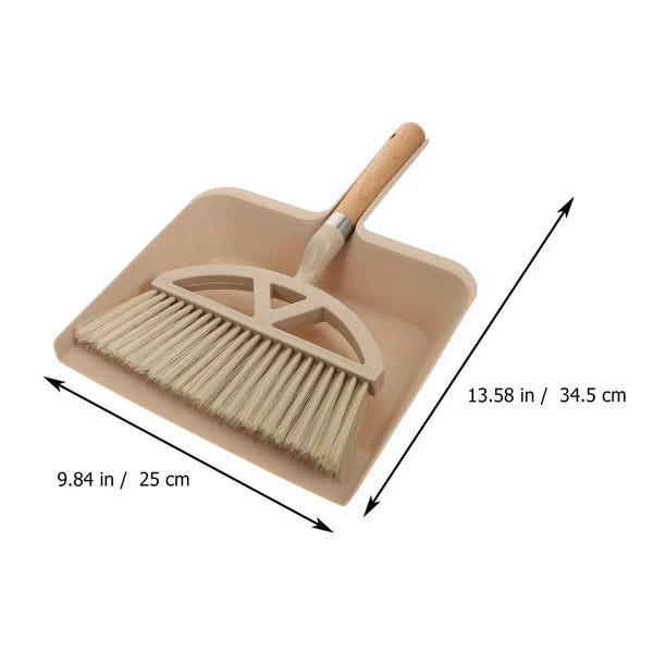 1 Set Mini Broom and Dustpan Desktop Sweeping Tools for Home Office (Khaki)