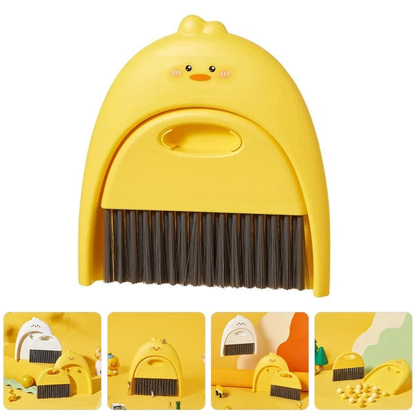 1 Set of Small Broom And Dustpan Kit Desktop Cleaning Tool Cartoon Design