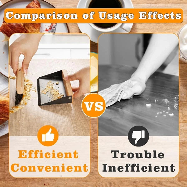 Small Dust Pan and Brush Set, Mini Hand Broom and Dustpan Set, Wooden Crumb S...