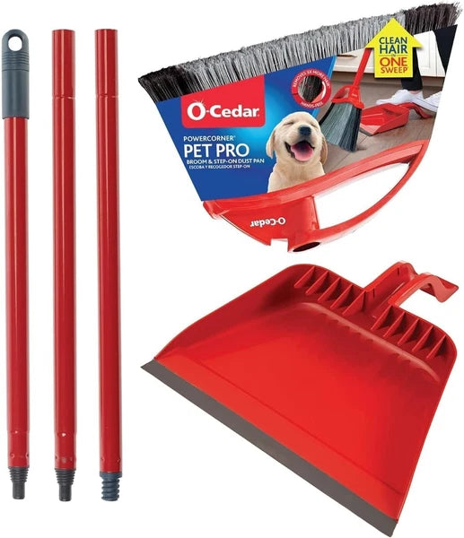 O-Cedar Pet Pro Broom with Step-On Dustpan | Remove 99% with One Sweep | Dustpan