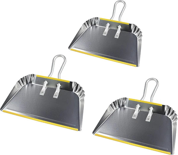PHYEX 3-Pack 17" Heavy Duty Metal Dust Pans, Wide Dustpans for Household, Easy t