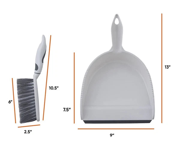 Brush and Dustpan Set, Rubber Edge for Easy Dirt Pickup, Durable Plastic Broo...