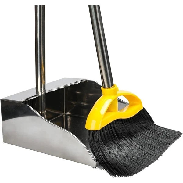Broom & Dustpan Set Adjustable Handle Soft Bristles Indoor Floor Cleaning Tool