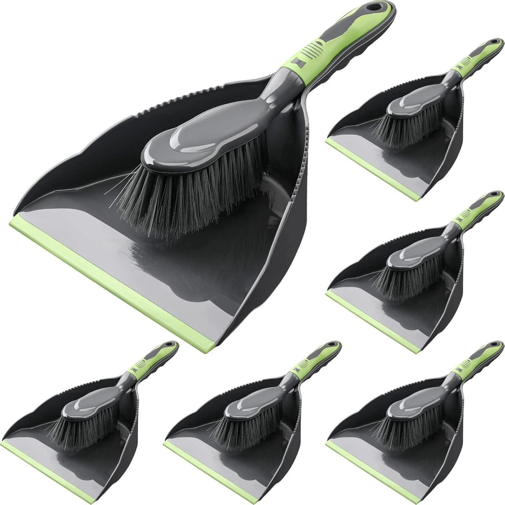 Set of 6 brooms and dustpans, small dustpan with broom,