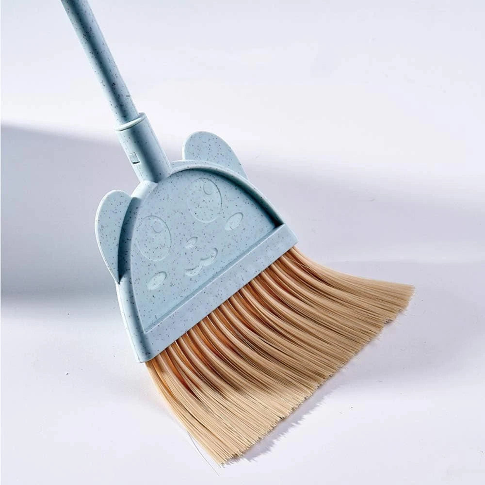 Mini Broom with Dustpan for Kids,Little Housekeeping Helper Set (Blue)